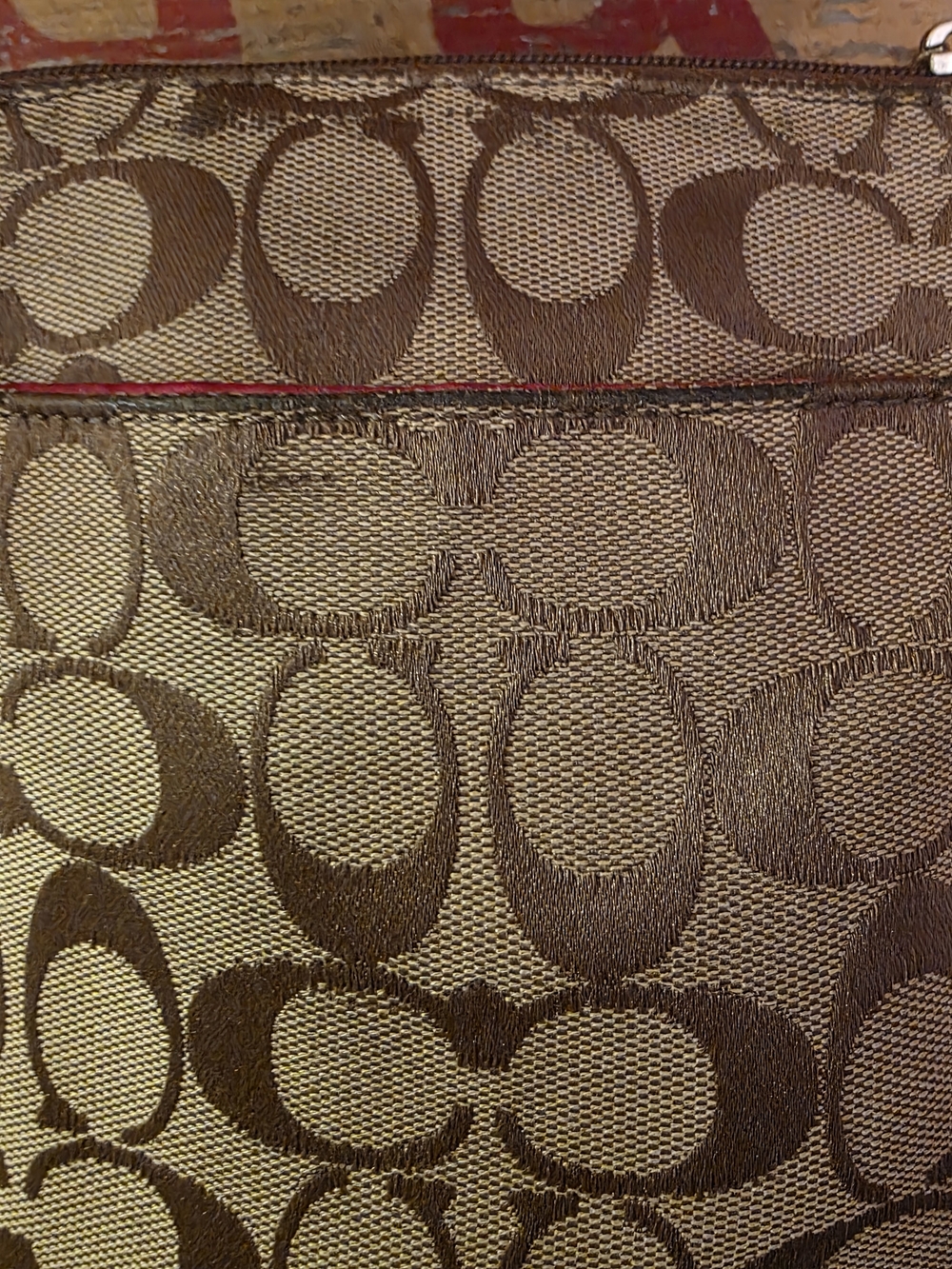 COACH Signature Canvas Crossbody Bag in Brown & Pink - Picture 6 of 10